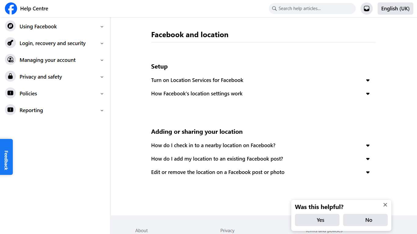 Facebook and location Facebook Help Centre